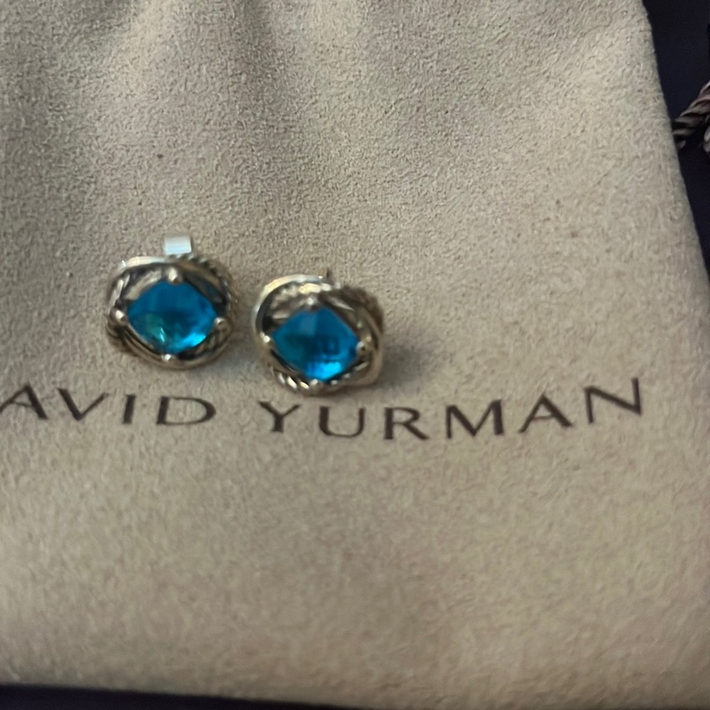 David Yurman blue Hampton studs for peirced ears